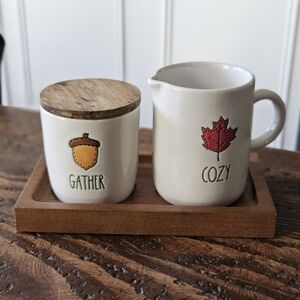 Sugar Bowl And Creamer Autumn Themed